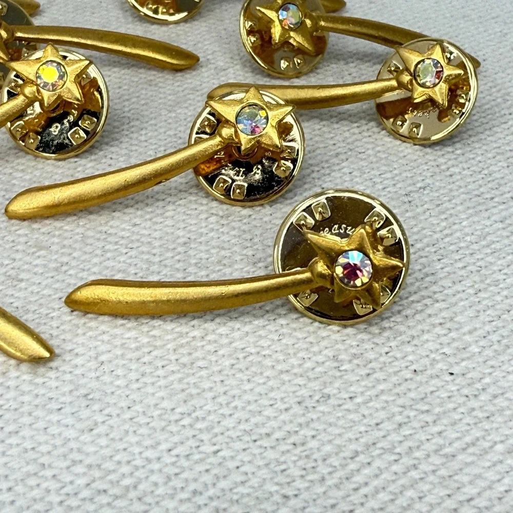 Set of 12 Shooting Star Crystal Lapel Pins Tie‎ Tacks Treasures & Trinkets